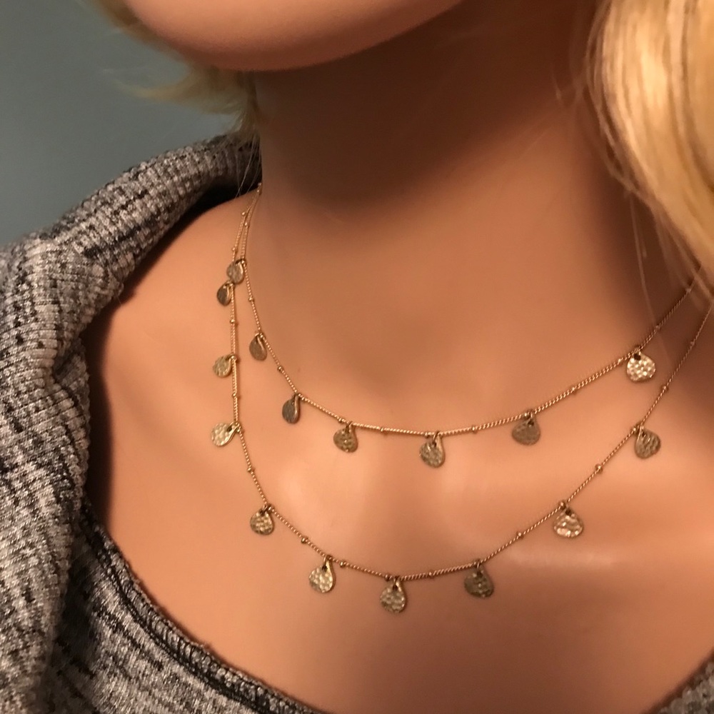 Ann Taylor Goldtone Hammered Bead Necklace